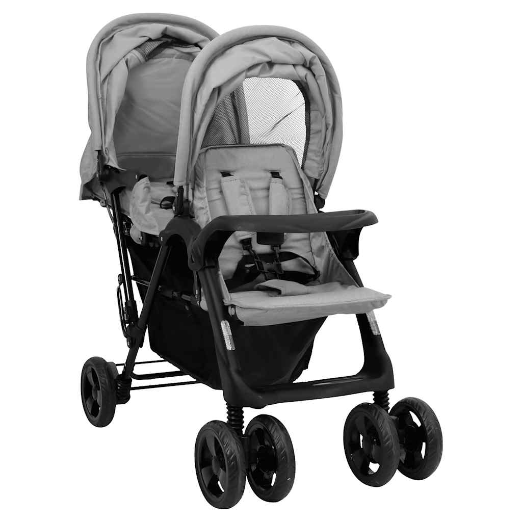 Tandem-Kinderwagen Stahl für Zwillings- und Geschwisterkinder - Yekta