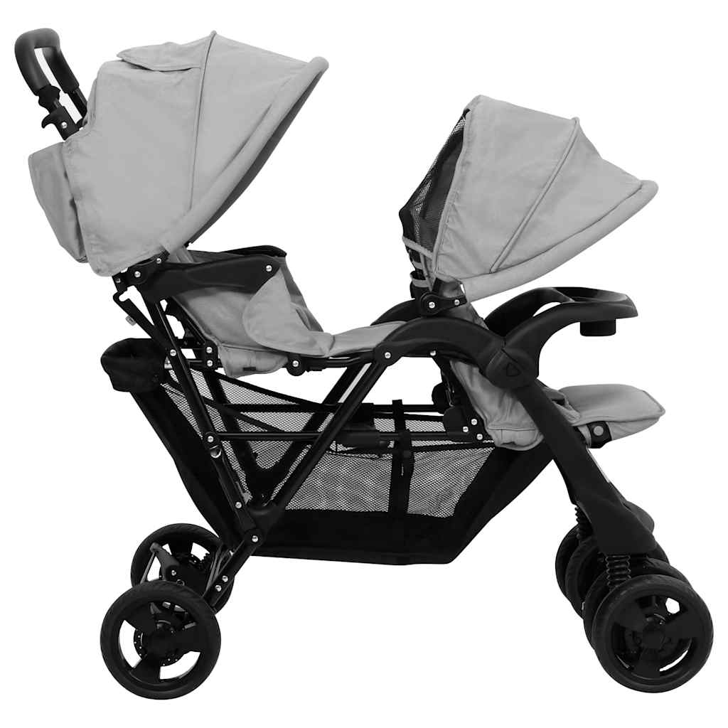 Tandem-Kinderwagen Stahl für Zwillings- und Geschwisterkinder - Yekta