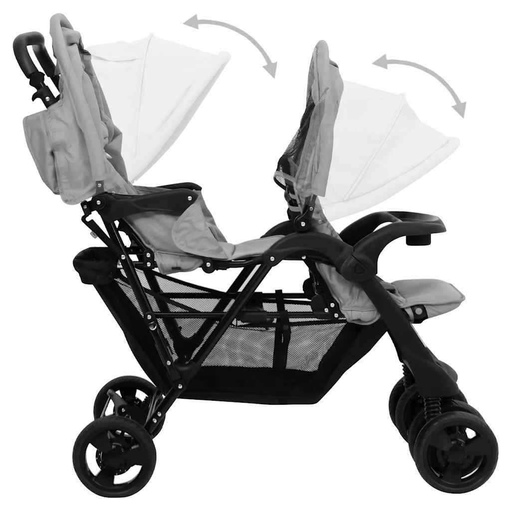 Tandem-Kinderwagen Stahl für Zwillings- und Geschwisterkinder - Yekta