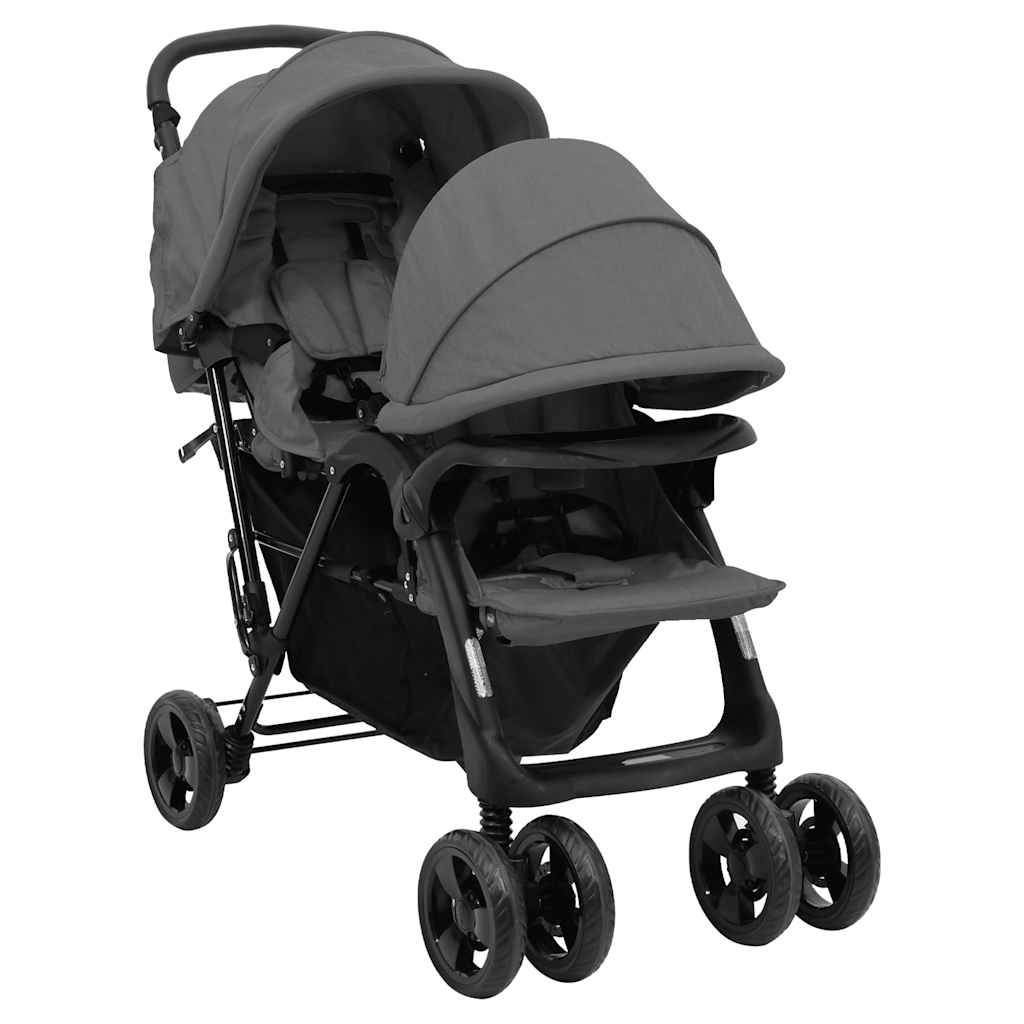 Tandem-Kinderwagen Stahl für Zwillings- und Geschwisterkinder - Yekta