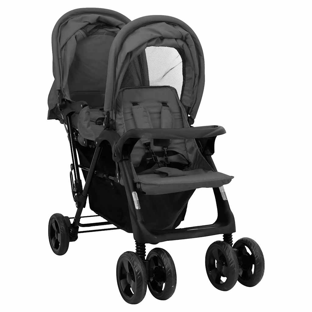 Tandem-Kinderwagen Stahl für Zwillings- und Geschwisterkinder - Yekta