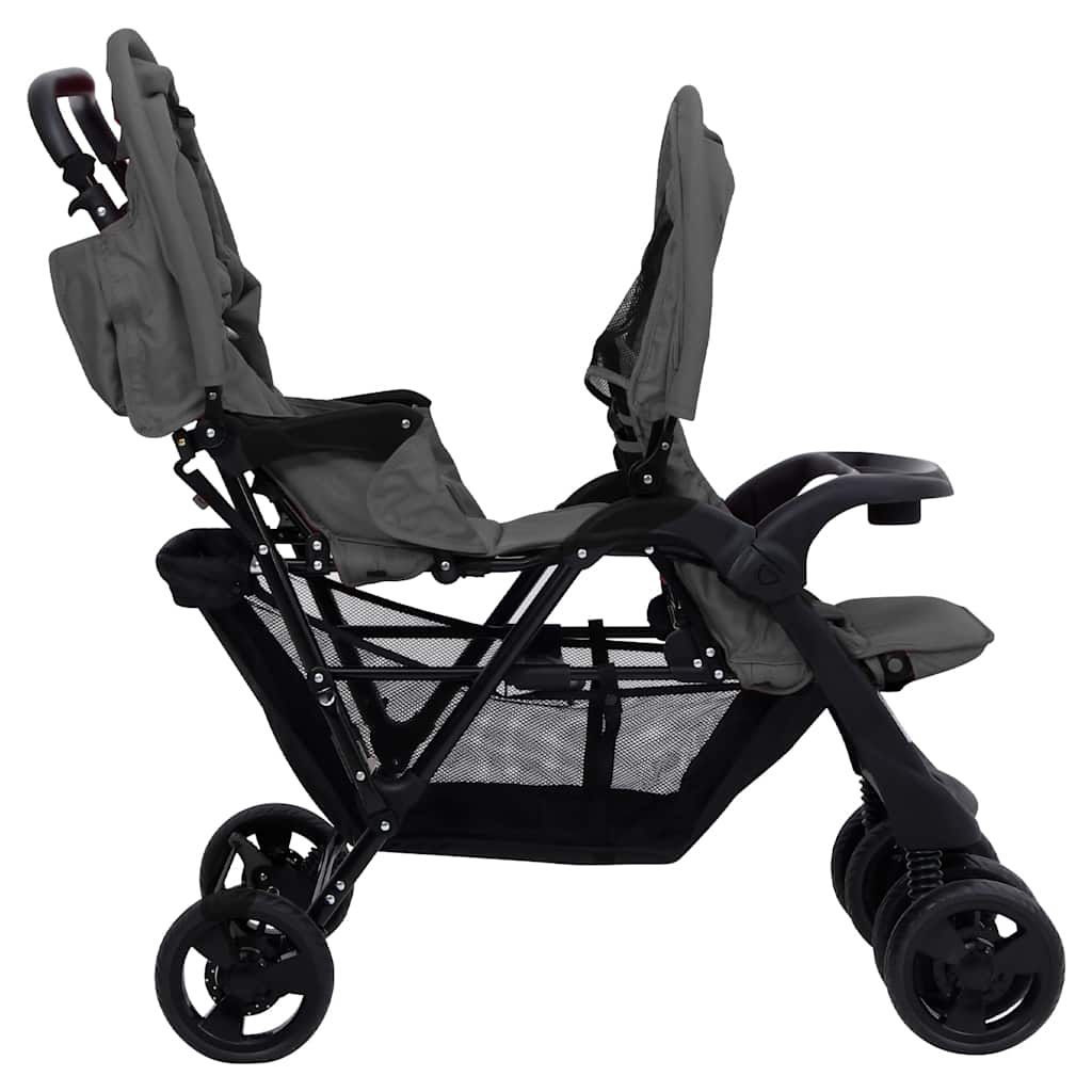Tandem-Kinderwagen Stahl für Zwillings- und Geschwisterkinder - Yekta