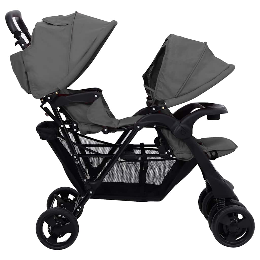 Tandem-Kinderwagen Stahl für Zwillings- und Geschwisterkinder - Yekta