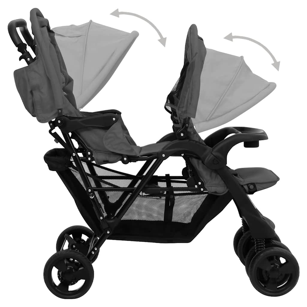 Tandem-Kinderwagen Stahl für Zwillings- und Geschwisterkinder - Yekta