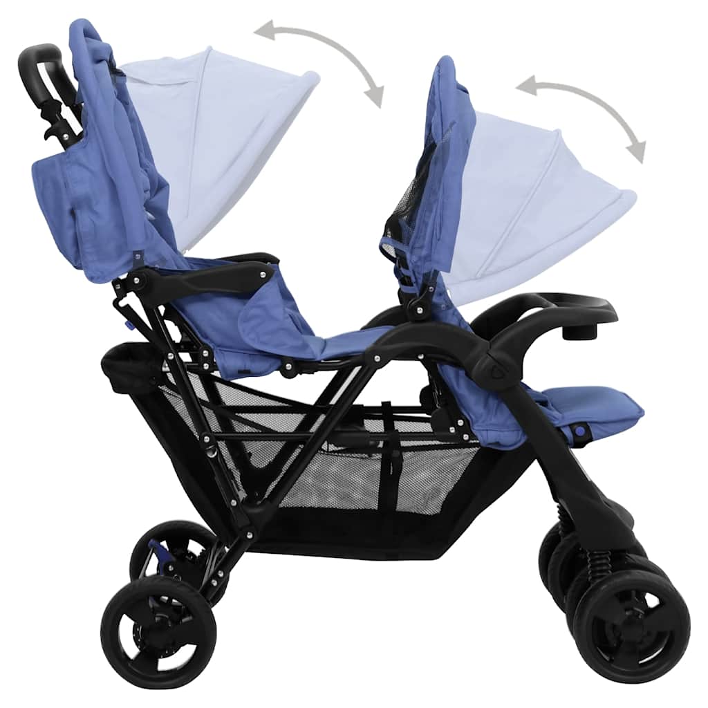 Tandem-Kinderwagen Stahl für Zwillings- und Geschwisterkinder - Yekta