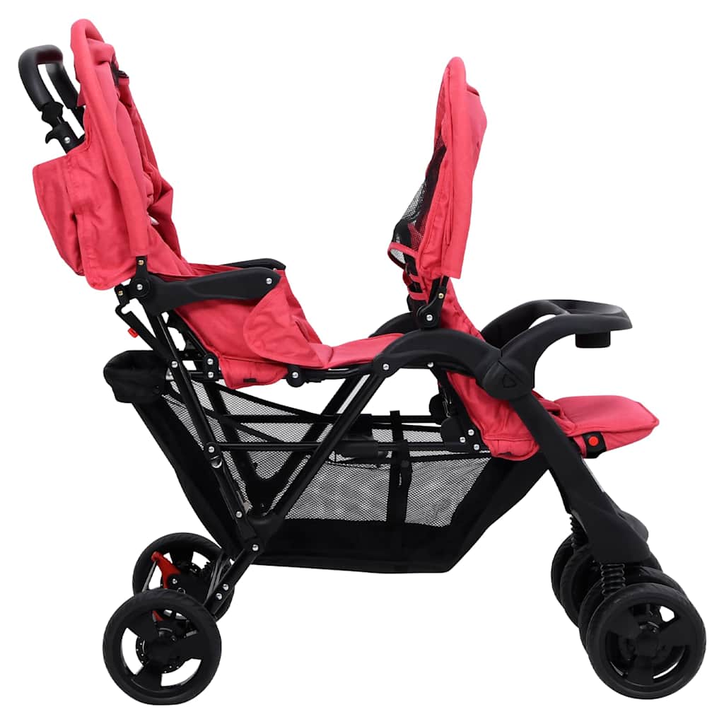 Tandem-Kinderwagen Stahl für Zwillings- und Geschwisterkinder - Yekta