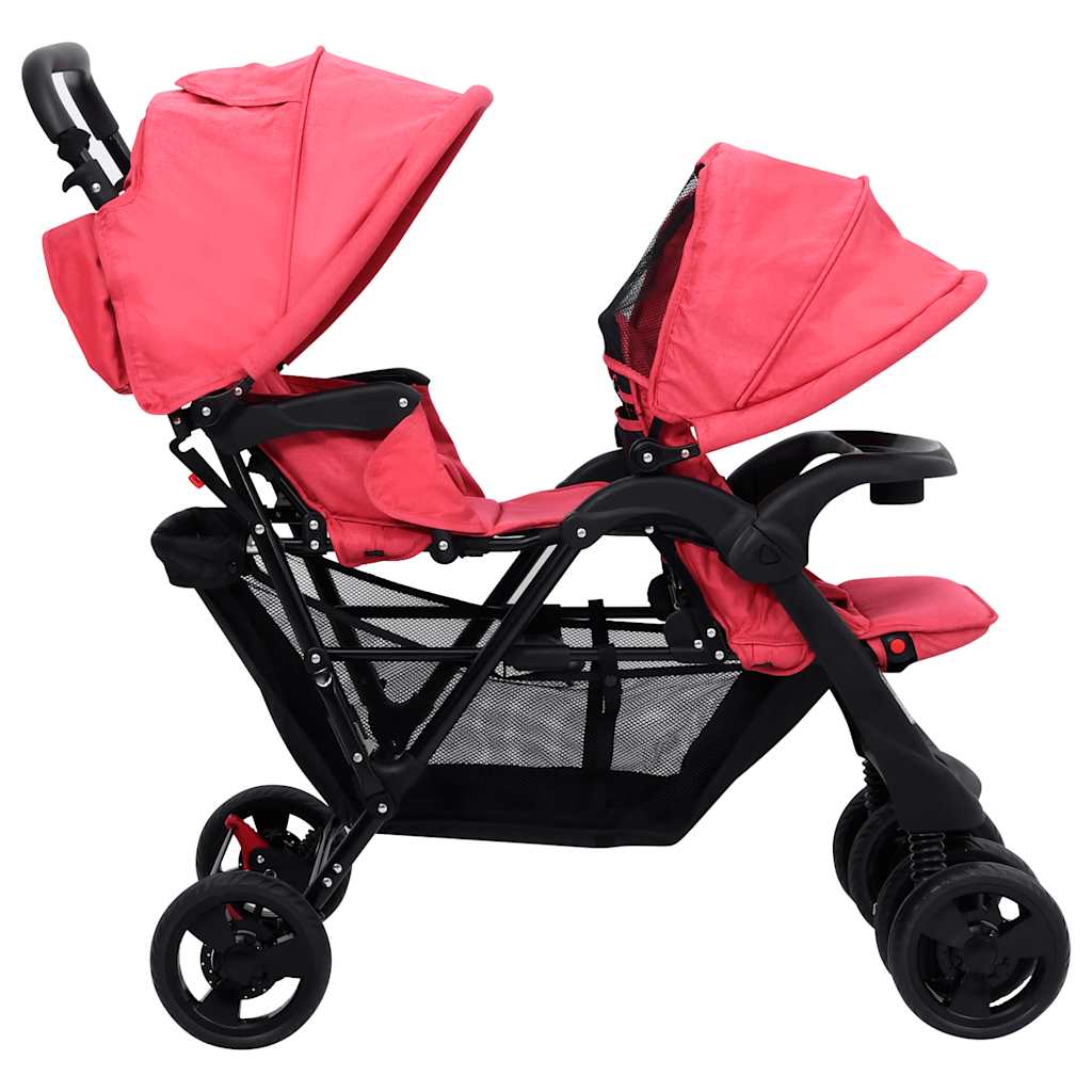 Tandem-Kinderwagen Stahl für Zwillings- und Geschwisterkinder - Yekta