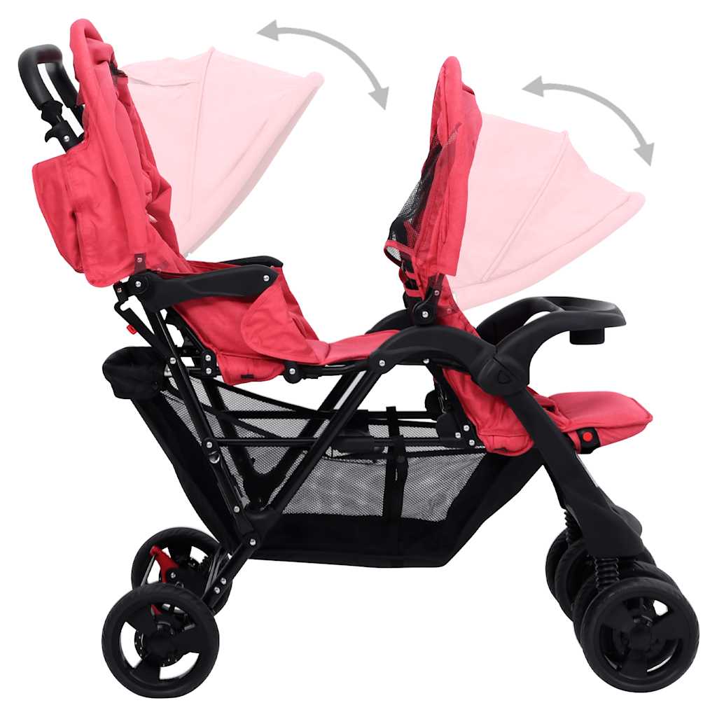 Tandem-Kinderwagen Stahl für Zwillings- und Geschwisterkinder - Yekta