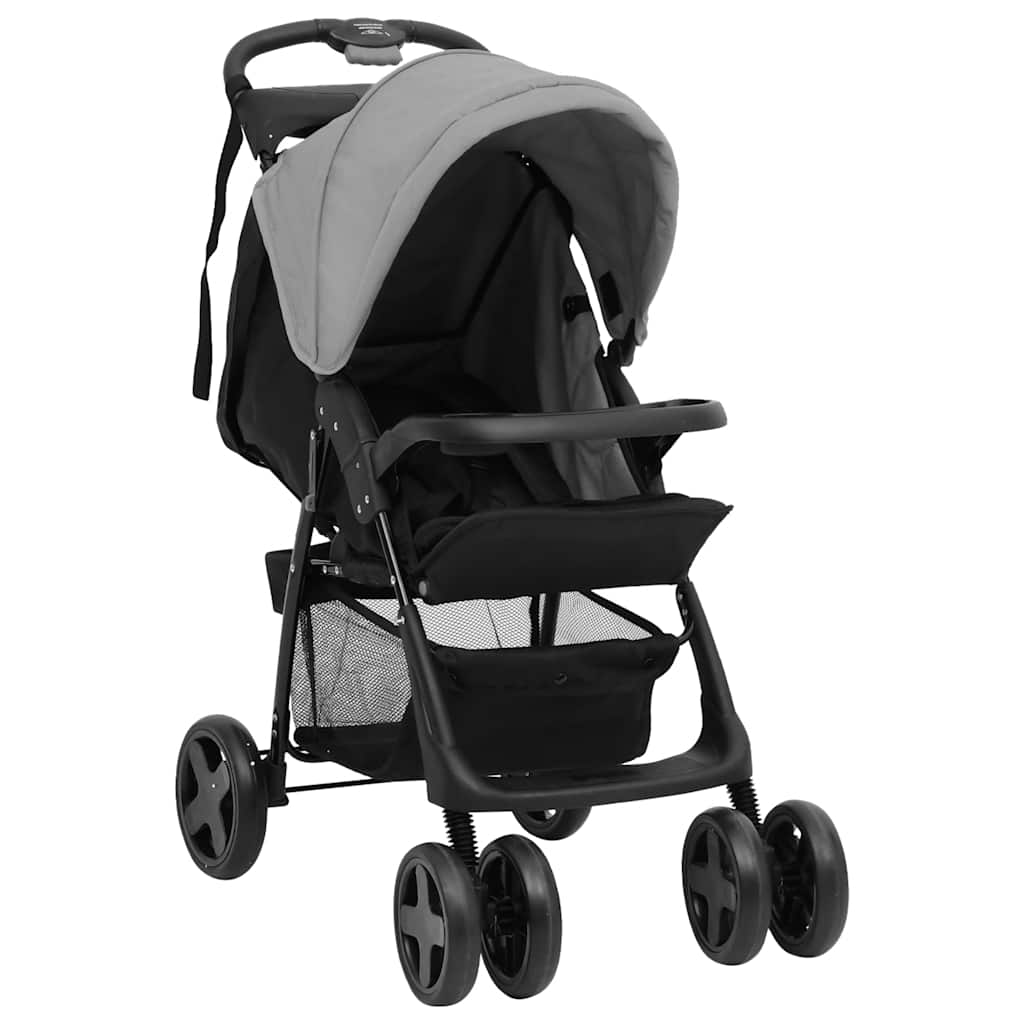 2-in-1 Kinderwagen Dunkelgrau und Hellgrau mit Schwarz - Yekta