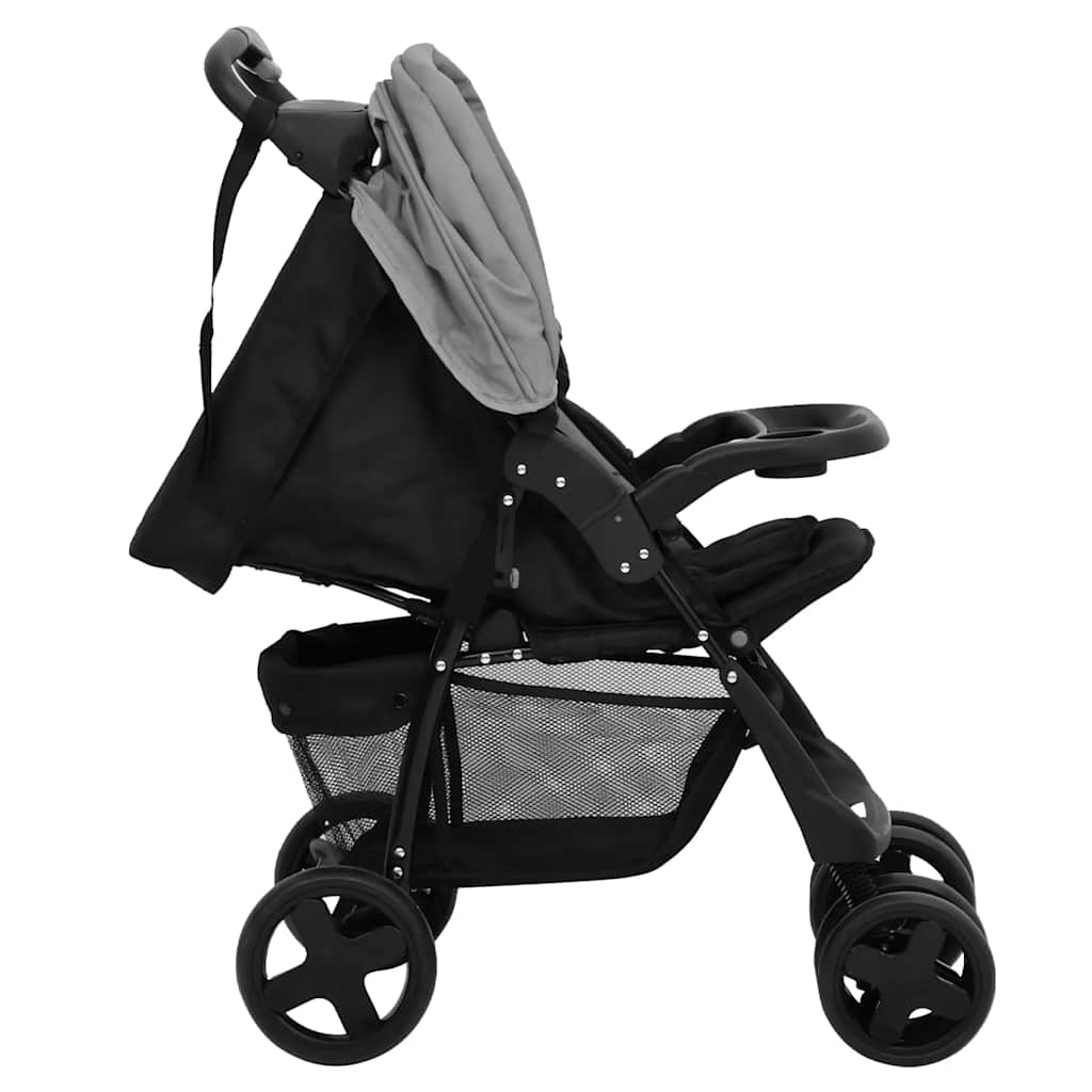 2-in-1 Kinderwagen Dunkelgrau und Hellgrau mit Schwarz - Yekta