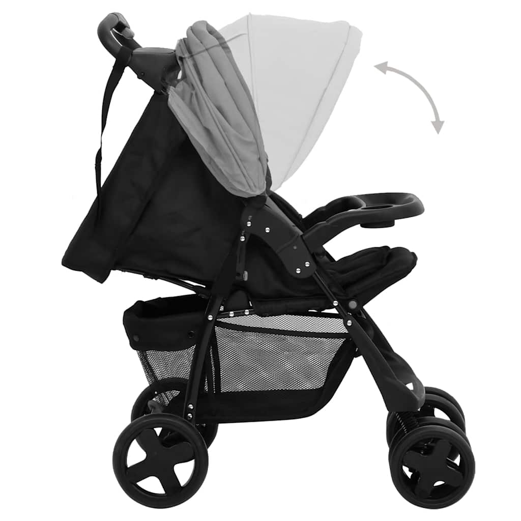 2-in-1 Kinderwagen Dunkelgrau und Hellgrau mit Schwarz - Yekta