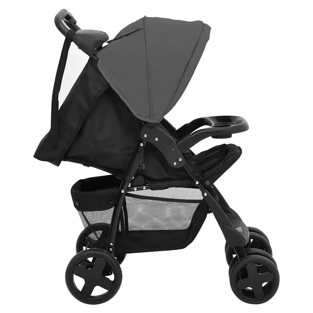 2-in-1 Kinderwagen Dunkelgrau und Hellgrau mit Schwarz - Yekta