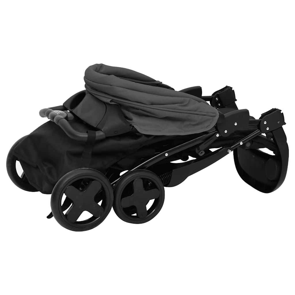 2-in-1 Kinderwagen Dunkelgrau und Hellgrau mit Schwarz - Yekta