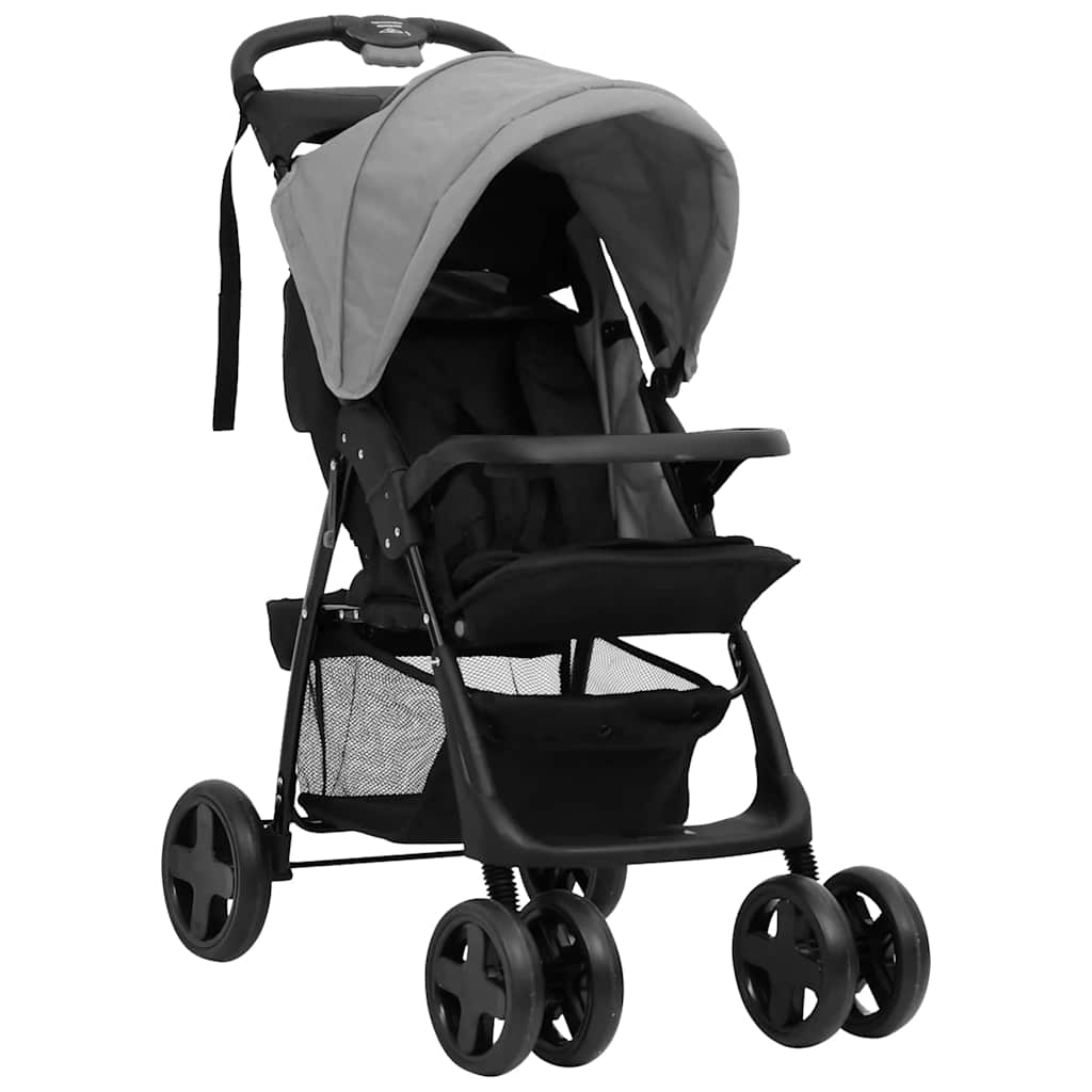 3-in-1 Kinderwagen in Hellgrau und Dunkelgrau mit Schwarz - Yekta