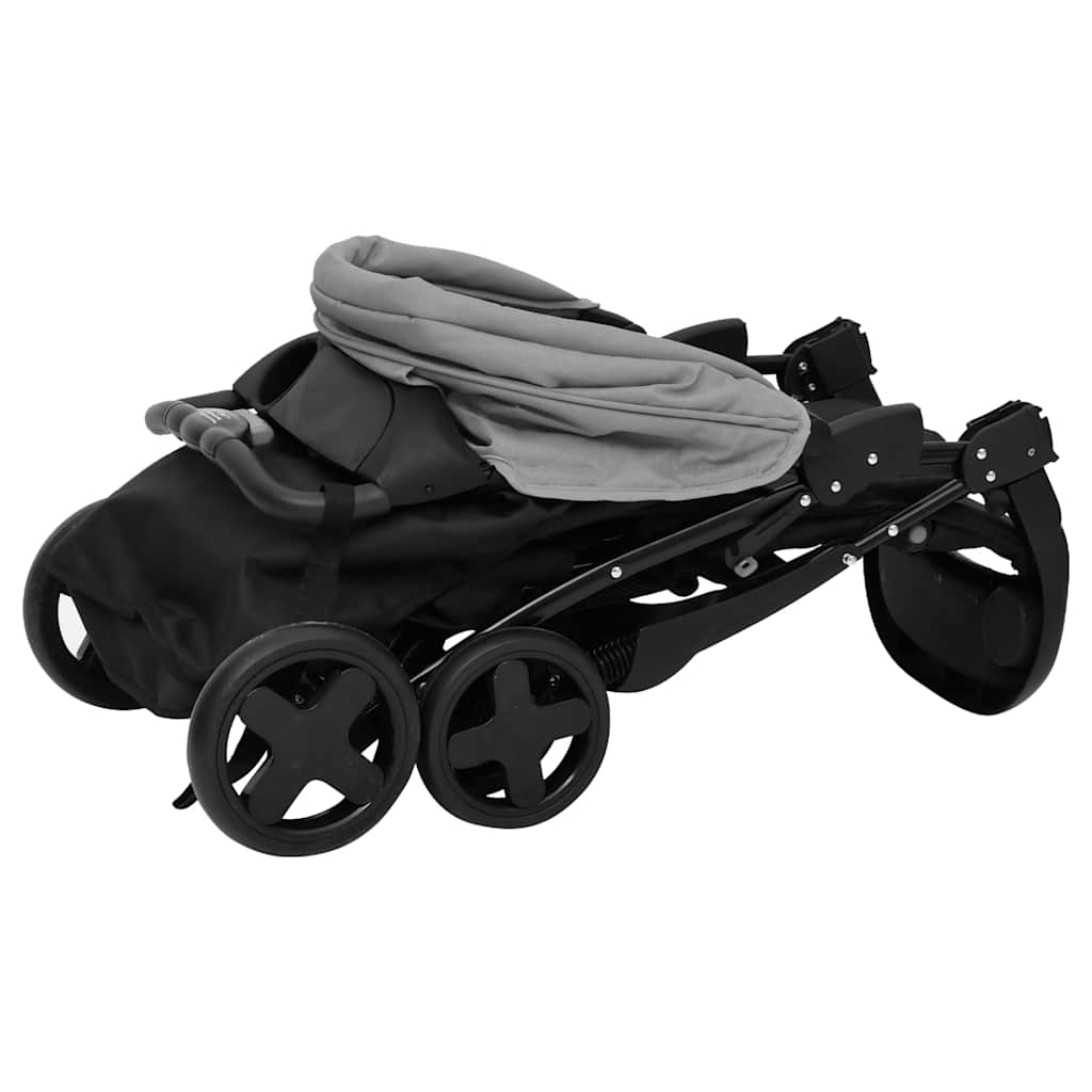 3-in-1 Kinderwagen in Hellgrau und Dunkelgrau mit Schwarz - Yekta