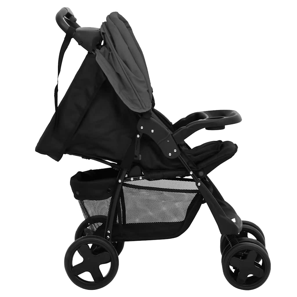 3-in-1 Kinderwagen in Hellgrau und Dunkelgrau mit Schwarz - Yekta