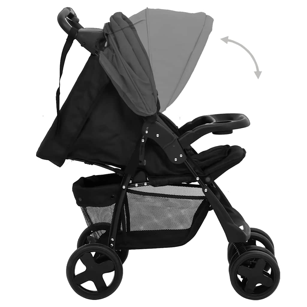 3-in-1 Kinderwagen in Hellgrau und Dunkelgrau mit Schwarz - Yekta