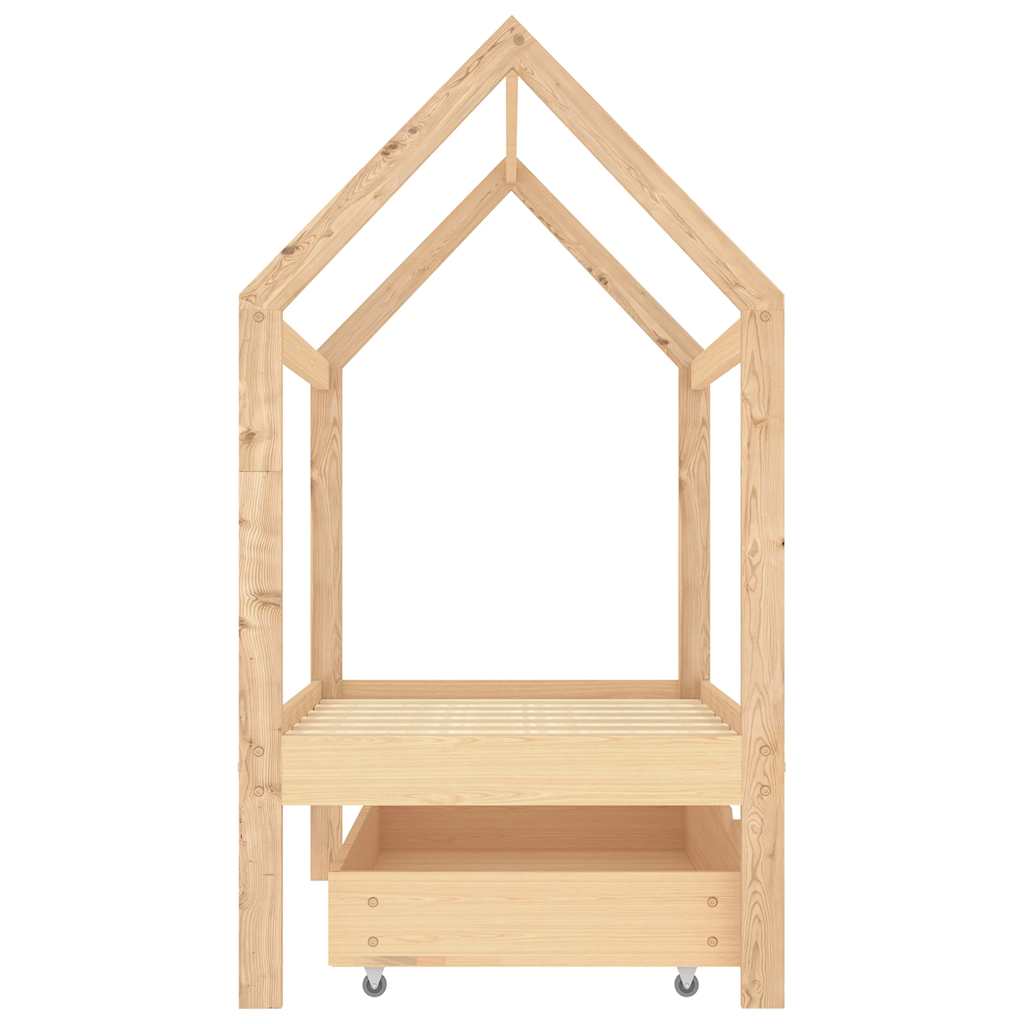 Kinderbett mit Schublade Massivholz Kiefer 70x140 cm, 80x160 cm, 90x200 cm - Yekta