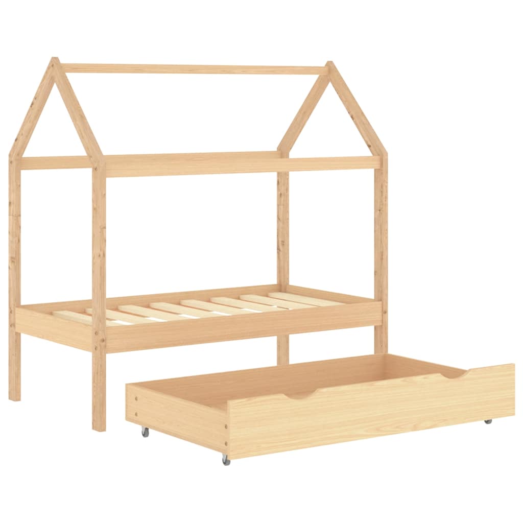 Kinderbett mit Schublade Massivholz Kiefer 70x140 cm, 80x160 cm, 90x200 cm - Yekta