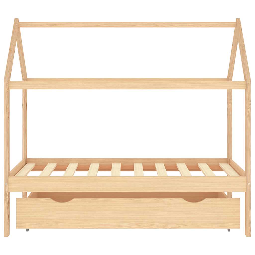 Kinderbett mit Schublade Massivholz Kiefer 70x140 cm, 80x160 cm, 90x200 cm - Yekta