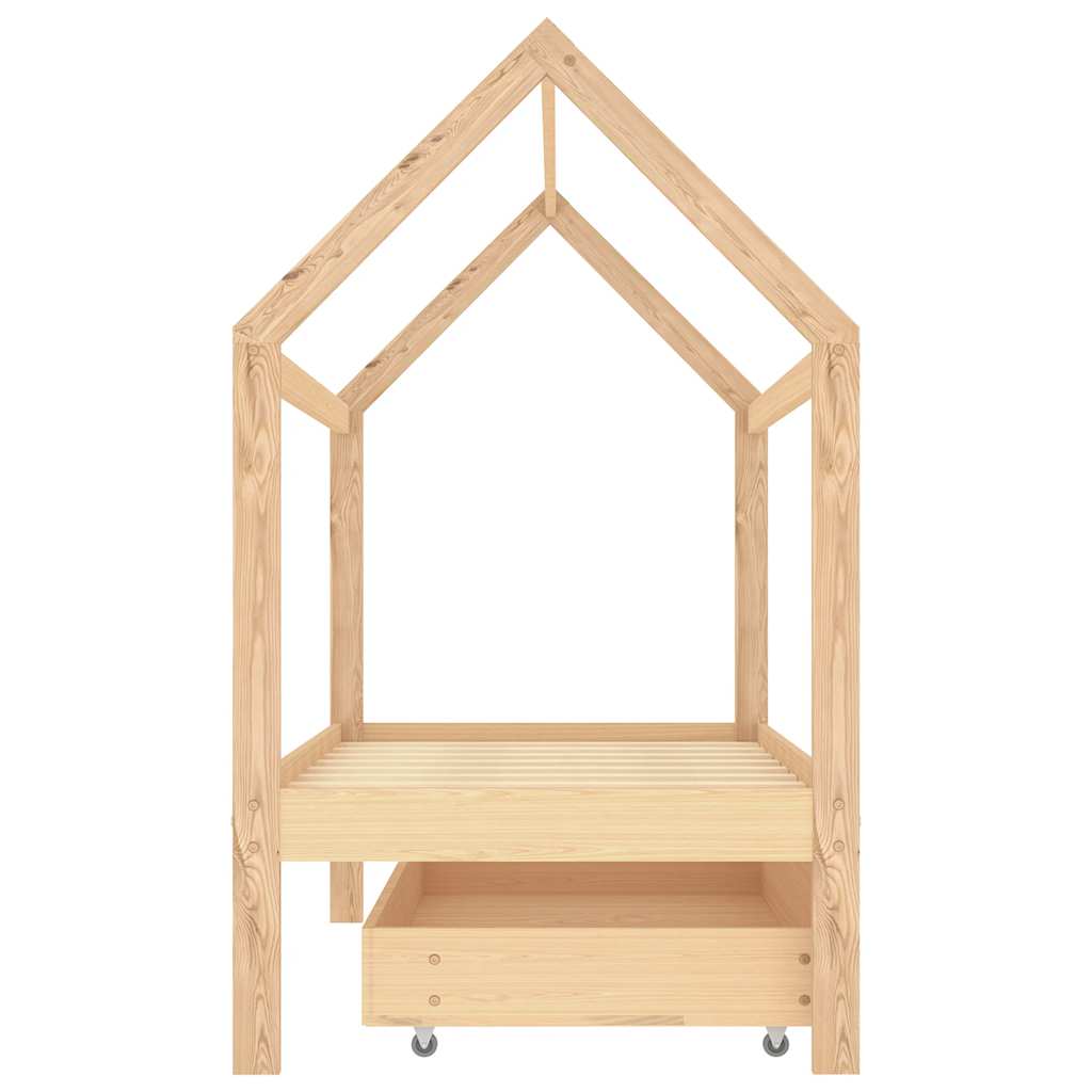 Kinderbett mit Schublade Massivholz Kiefer 70x140 cm, 80x160 cm, 90x200 cm - Yekta