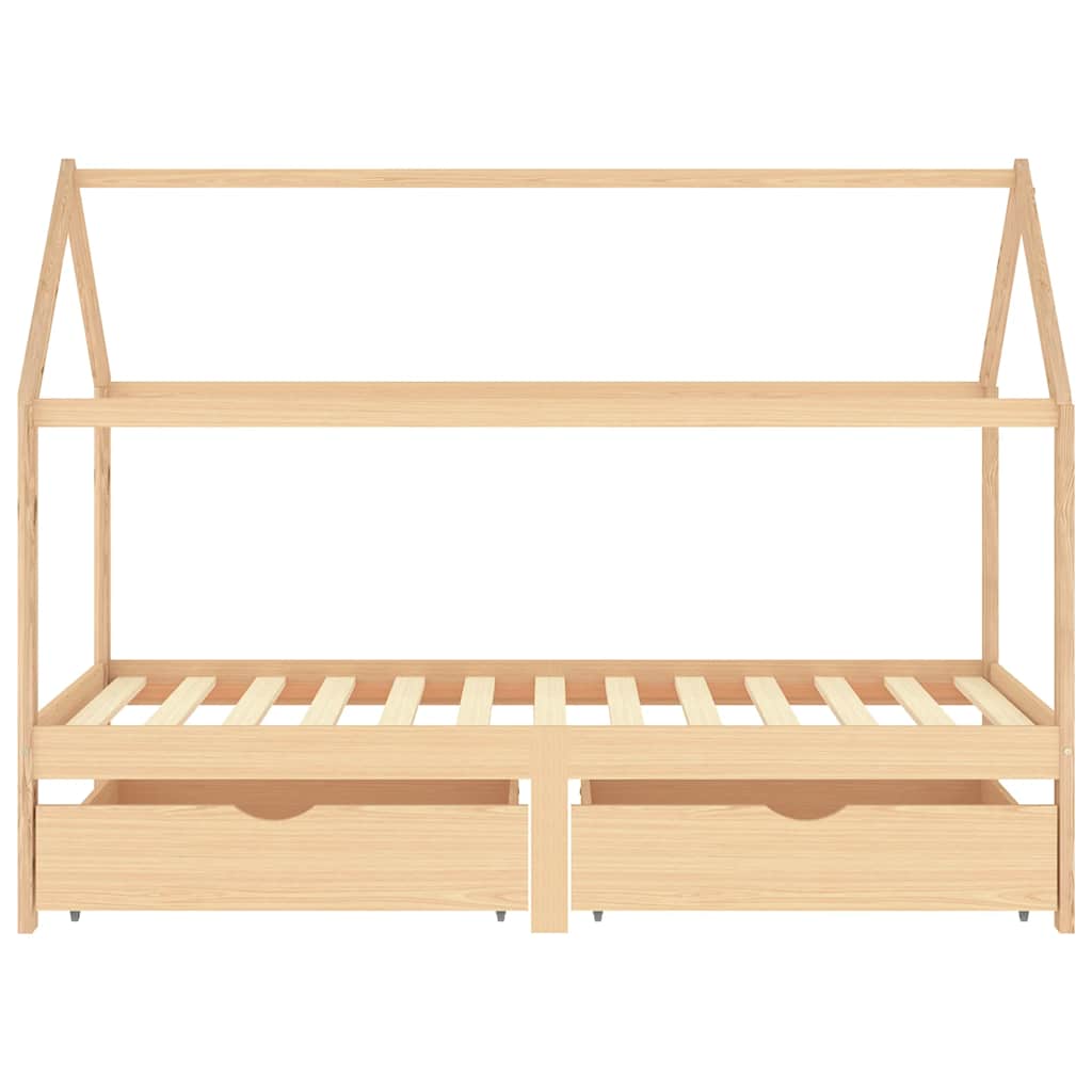 Kinderbett mit Schublade Massivholz Kiefer 70x140 cm, 80x160 cm, 90x200 cm - Yekta