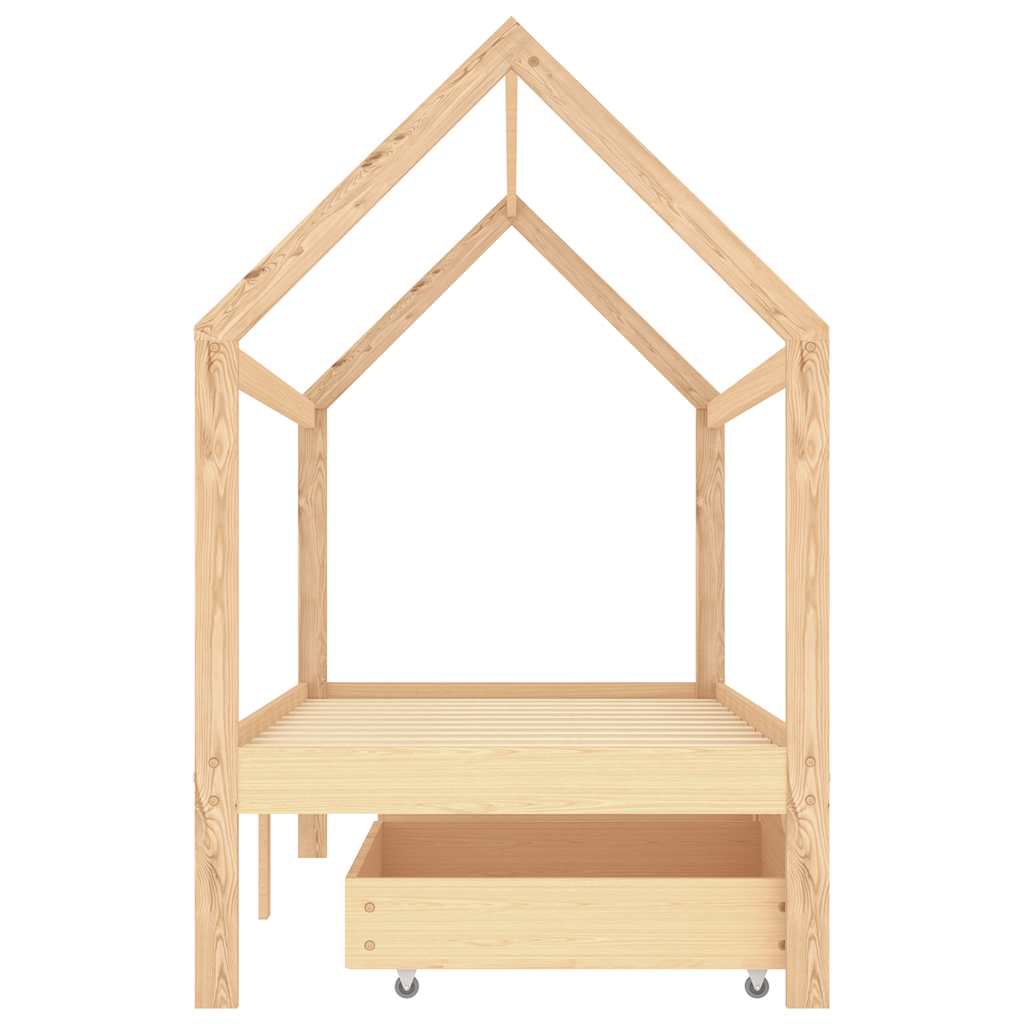Kinderbett mit Schublade Massivholz Kiefer 70x140 cm, 80x160 cm, 90x200 cm - Yekta
