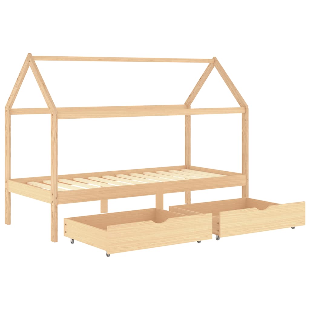 Kinderbett mit Schublade Massivholz Kiefer 70x140 cm, 80x160 cm, 90x200 cm - Yekta