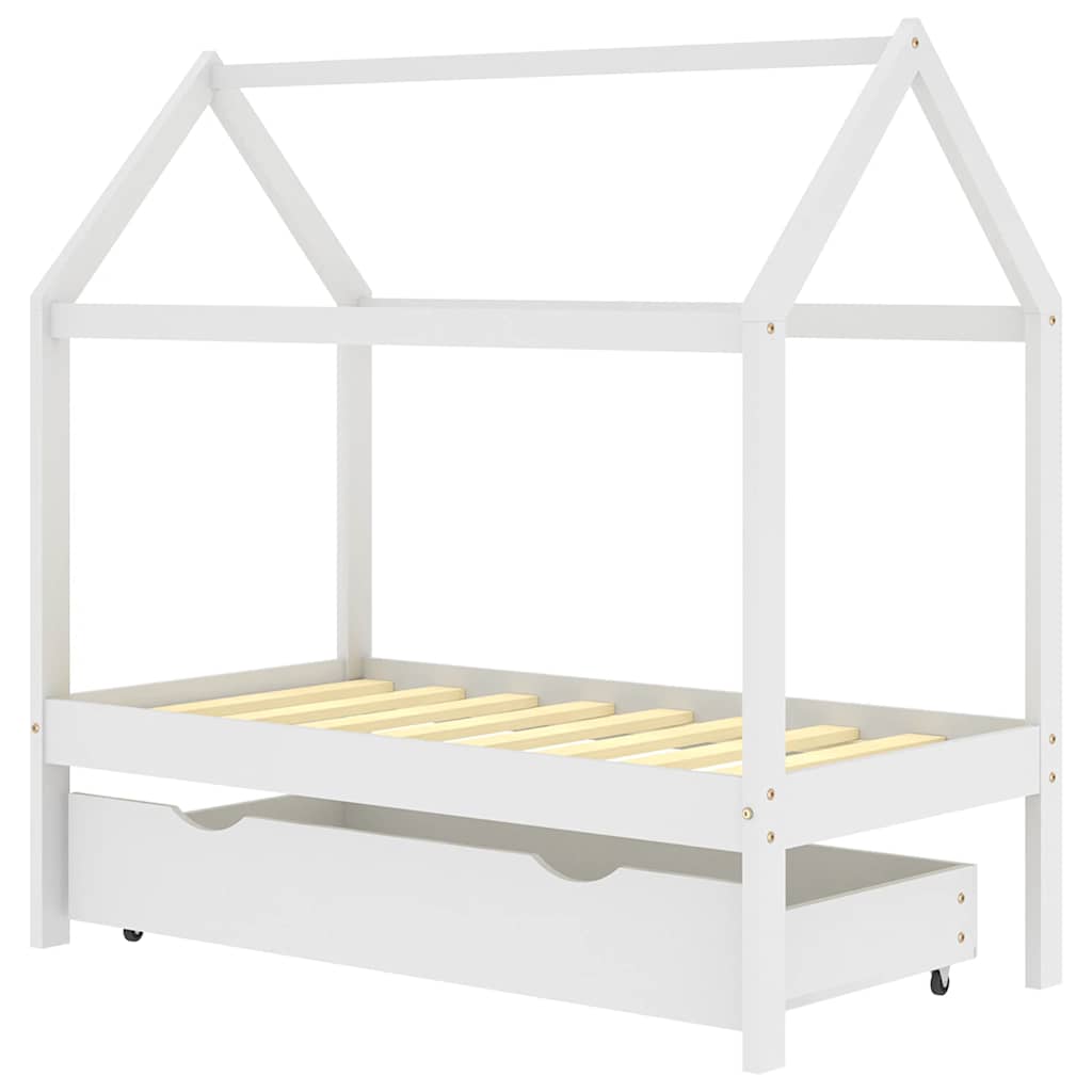 Kinderbett mit Schublade Massivholz Kiefer 70x140 cm, 80x160 cm, 90x200 cm - Yekta