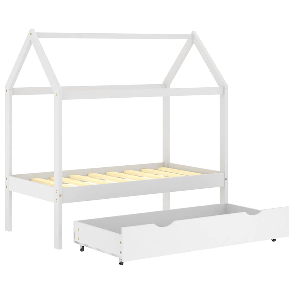 Kinderbett mit Schublade Massivholz Kiefer 70x140 cm, 80x160 cm, 90x200 cm - Yekta