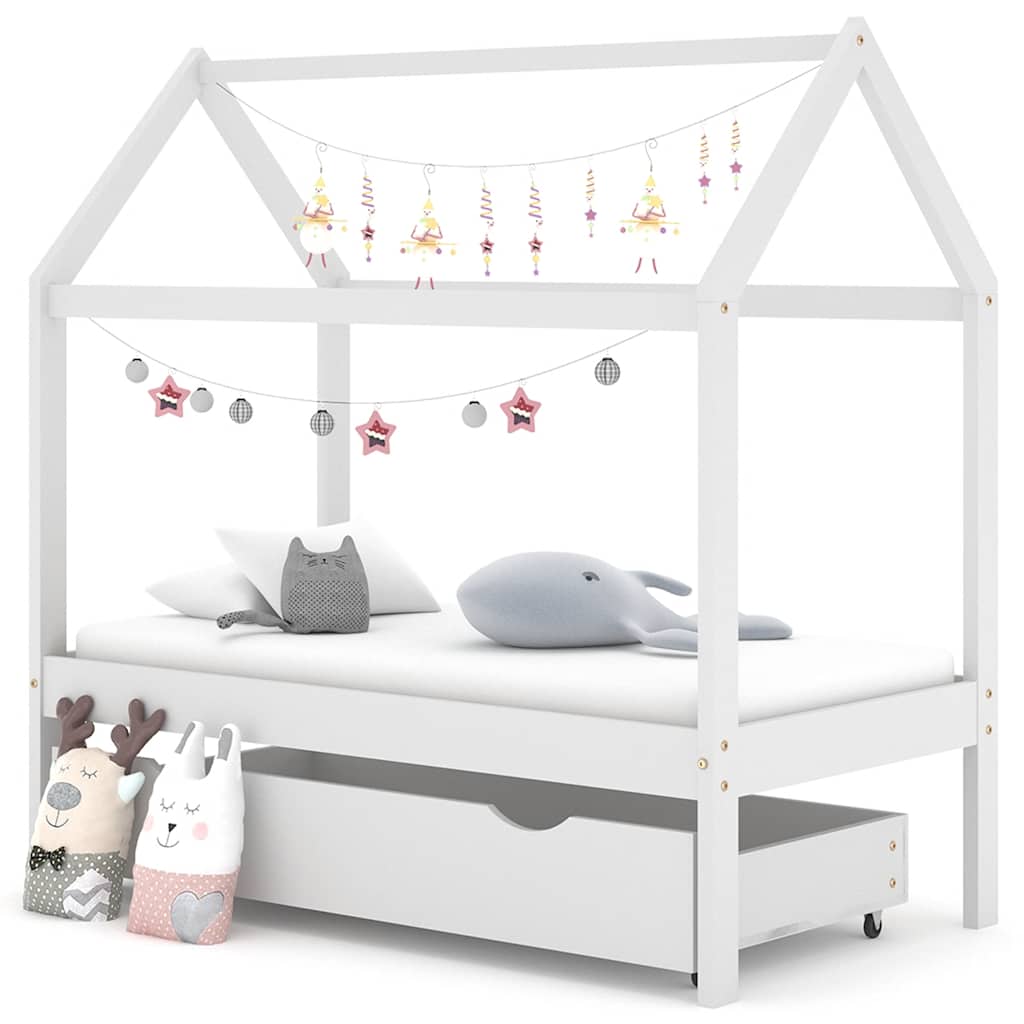 Kinderbett mit Schublade Massivholz Kiefer 70x140 cm, 80x160 cm, 90x200 cm - Yekta