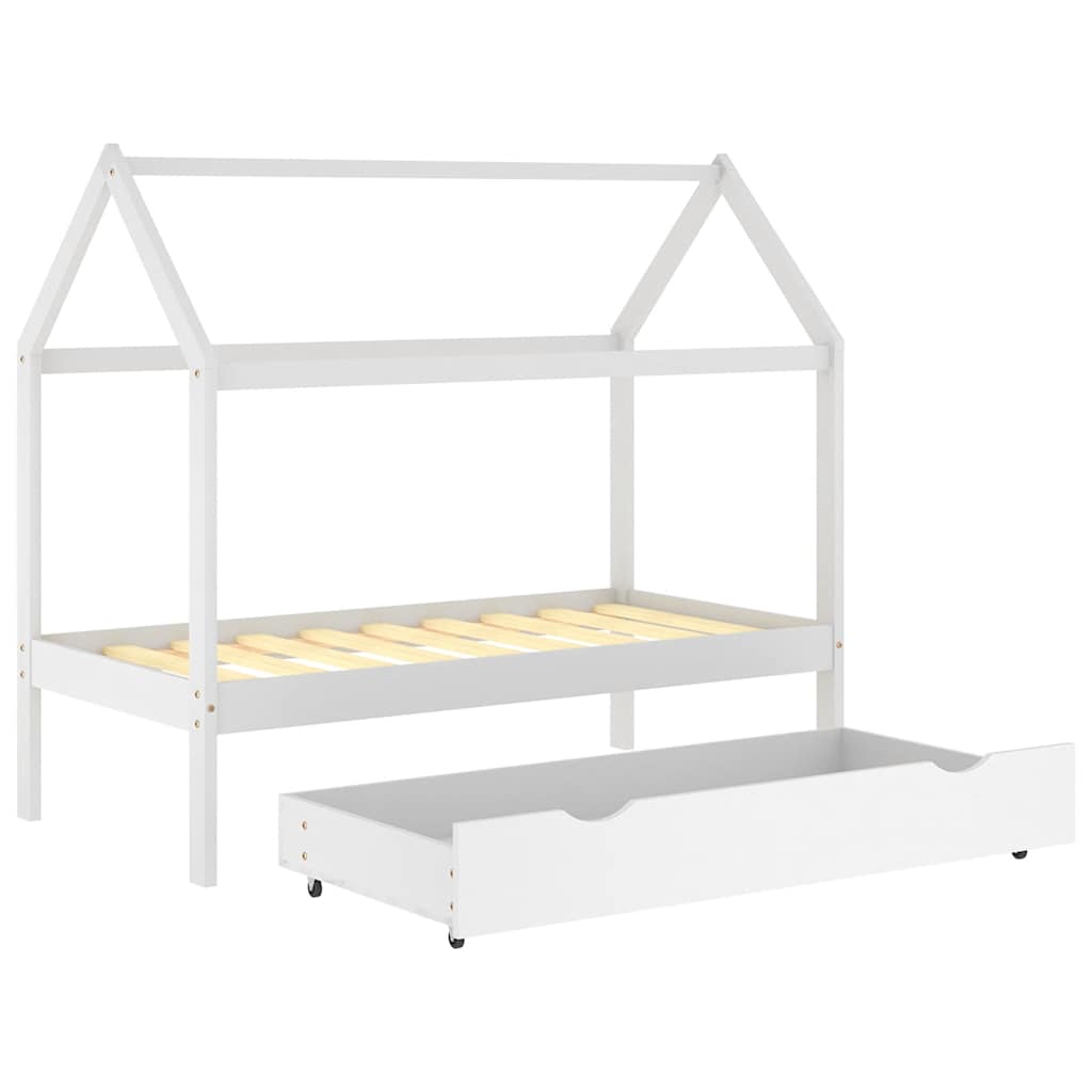 Kinderbett mit Schublade Massivholz Kiefer 70x140 cm, 80x160 cm, 90x200 cm - Yekta