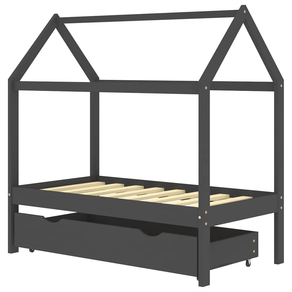 Kinderbett mit Schublade Massivholz Kiefer 70x140 cm, 80x160 cm, 90x200 cm - Yekta