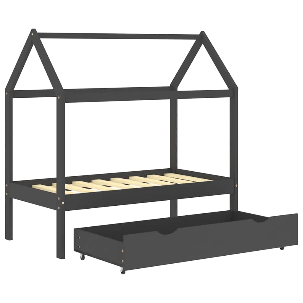 Kinderbett mit Schublade Massivholz Kiefer 70x140 cm, 80x160 cm, 90x200 cm - Yekta