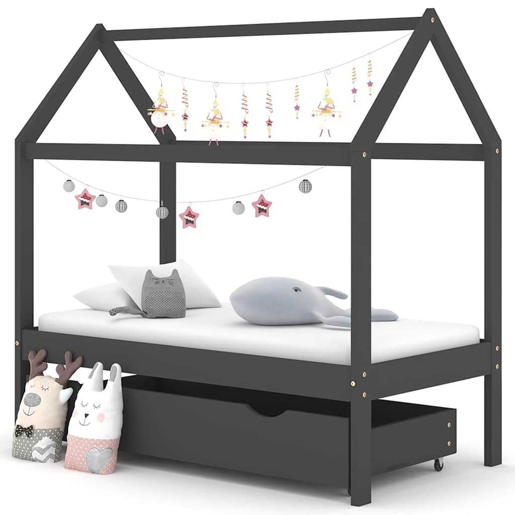 Kinderbett mit Schublade Massivholz Kiefer 70x140 cm, 80x160 cm, 90x200 cm - Yekta