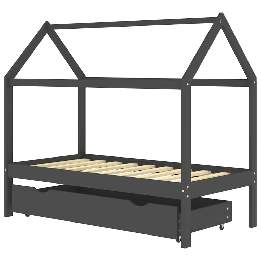 Kinderbett mit Schublade Massivholz Kiefer 70x140 cm, 80x160 cm, 90x200 cm - Yekta
