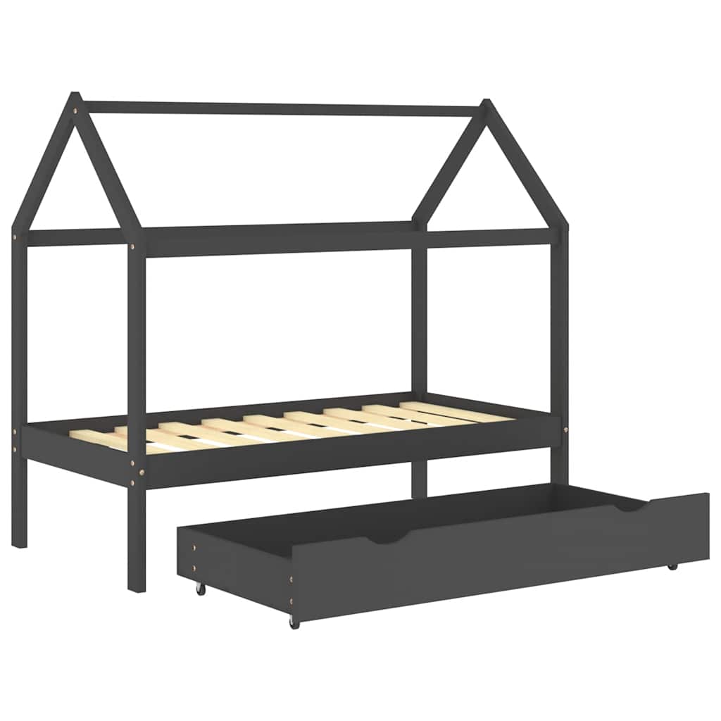Kinderbett mit Schublade Massivholz Kiefer 70x140 cm, 80x160 cm, 90x200 cm - Yekta