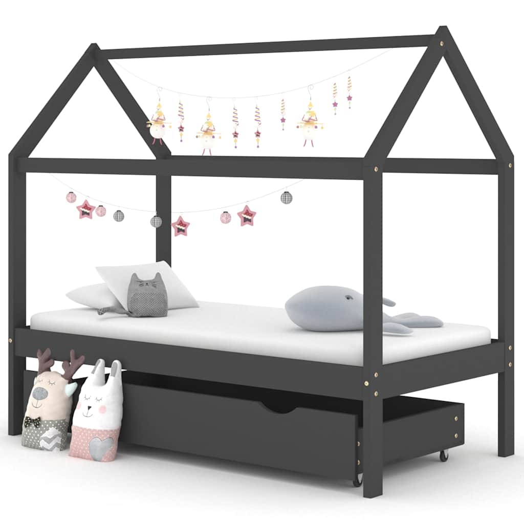 Kinderbett mit Schublade Massivholz Kiefer 70x140 cm, 80x160 cm, 90x200 cm - Yekta