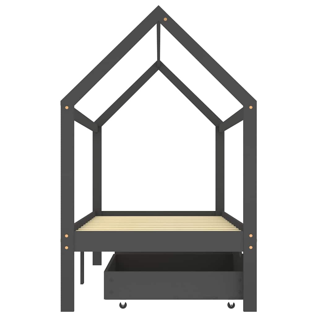 Kinderbett mit Schublade Massivholz Kiefer 70x140 cm, 80x160 cm, 90x200 cm - Yekta
