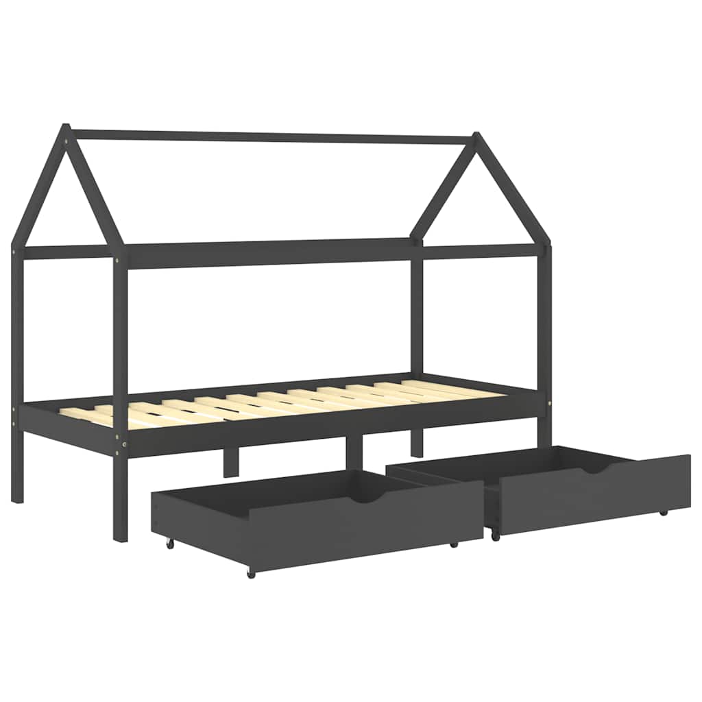 Kinderbett mit Schublade Massivholz Kiefer 70x140 cm, 80x160 cm, 90x200 cm - Yekta