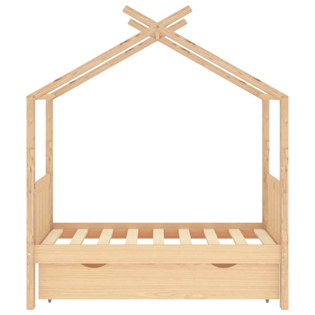 Kinderbett mit Schublade Massivholz Kiefer 70x140 cm bis 90x200 cm - Yekta