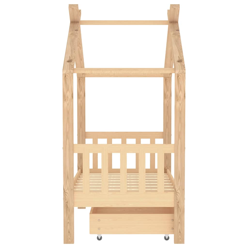 Kinderbett mit Schublade Massivholz Kiefer 70x140 cm bis 90x200 cm - Yekta