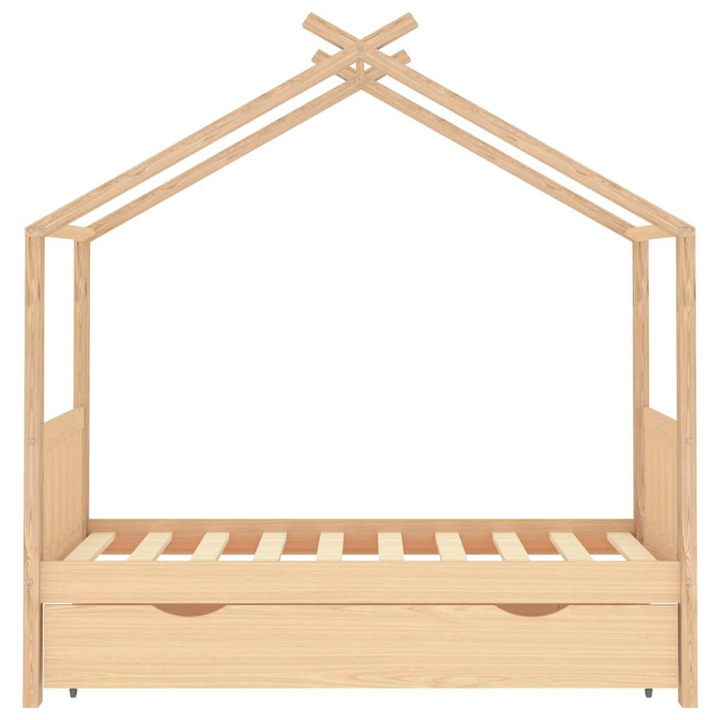 Kinderbett mit Schublade Massivholz Kiefer 70x140 cm bis 90x200 cm - Yekta