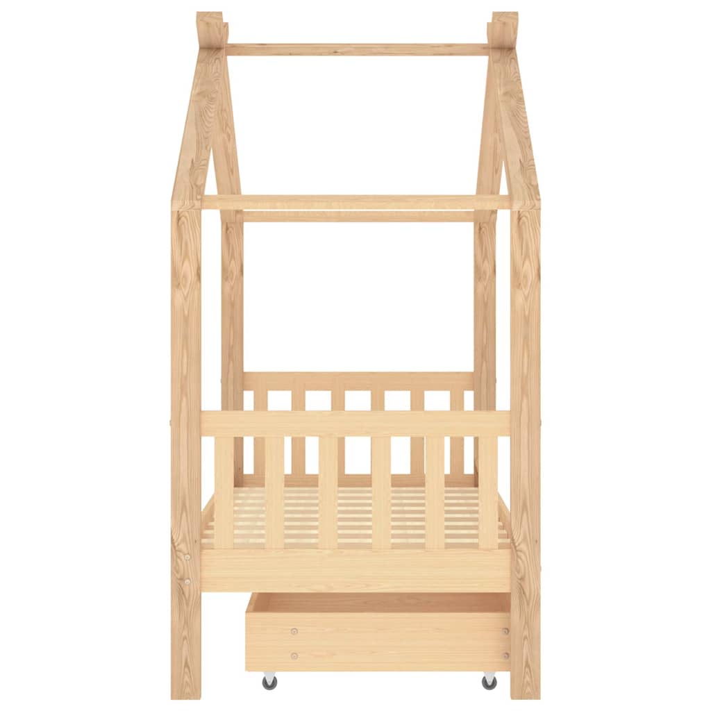 Kinderbett mit Schublade Massivholz Kiefer 70x140 cm bis 90x200 cm - Yekta