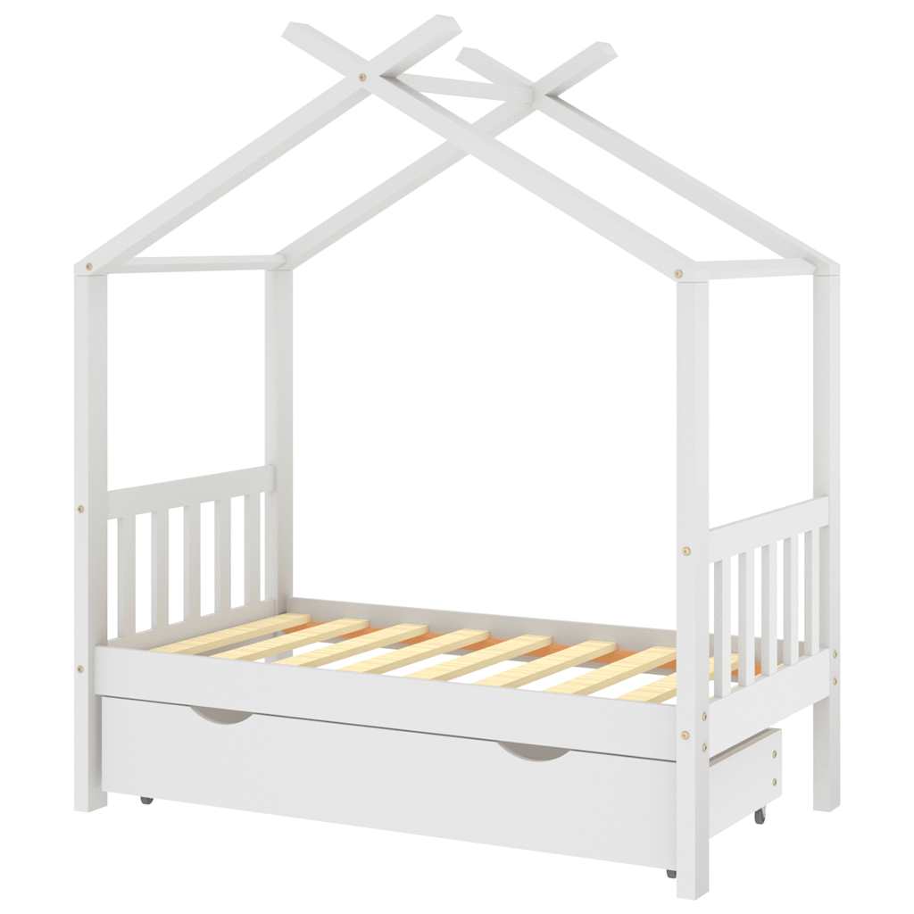 Kinderbett mit Schublade Massivholz Kiefer 70x140 cm bis 90x200 cm - Yekta
