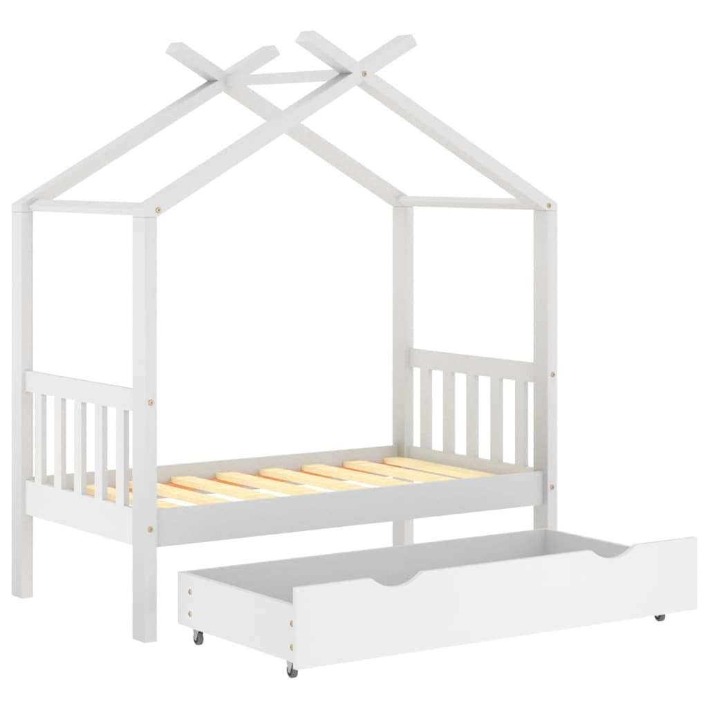 Kinderbett mit Schublade Massivholz Kiefer 70x140 cm bis 90x200 cm - Yekta
