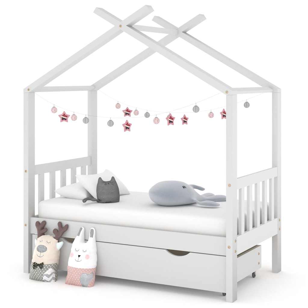 Kinderbett mit Schublade Massivholz Kiefer 70x140 cm bis 90x200 cm - Yekta