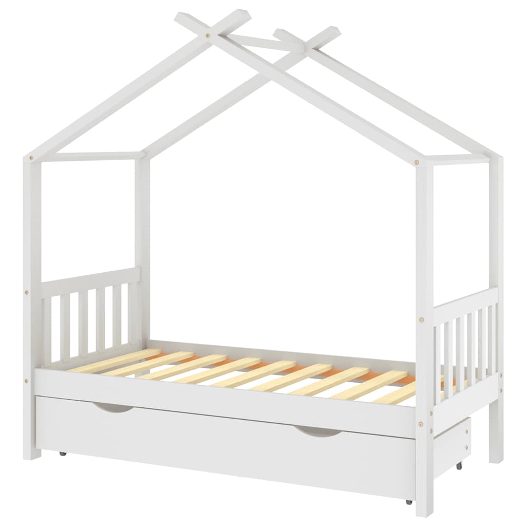 Kinderbett mit Schublade Massivholz Kiefer 70x140 cm bis 90x200 cm - Yekta