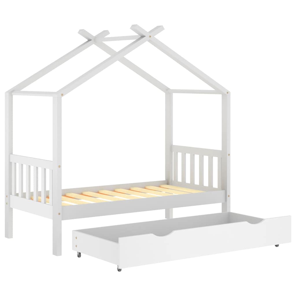 Kinderbett mit Schublade Massivholz Kiefer 70x140 cm bis 90x200 cm - Yekta