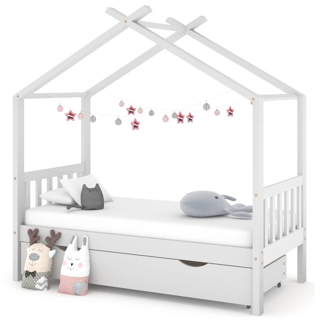 Kinderbett mit Schublade Massivholz Kiefer 70x140 cm bis 90x200 cm - Yekta